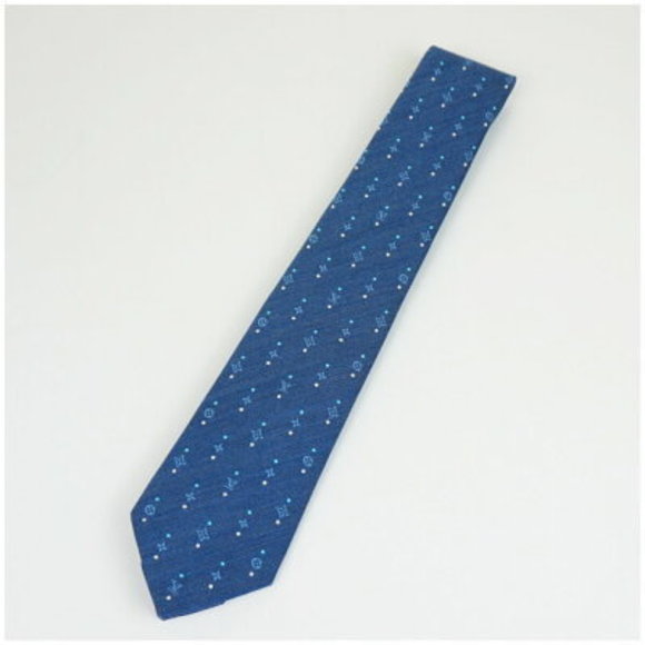 Louis Vuitton Dot Eclipse Black Tie Monogram Blue Silk Suit Accessory - Picture 1 of 5
